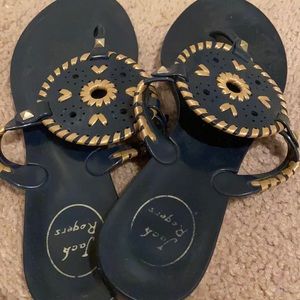 Jack Rogers rubber sandal blue with gold trim